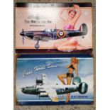 TWO METAL SIGNS- A SPITFIRE AND A LIBERATOR EXAMPLE