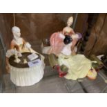THREE ROYAL DOULTON FIGURES TO INCLUDE 'MEDITATION', 'AT EASE' AND 'REVERIE'