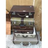 SIX VINTAGE SUIT CASES OF VARIOUS STYLES AND SIZES