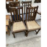 FOUR OAK DINING CHAIRS ON BARLEY TWIST SUPPORTS