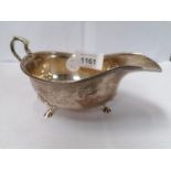 A BIRMINGHAM HALLMARKED SILVER GRAVY BOAT, 102.8 GRAMS