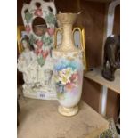 A VINTAGE ROYAL DOULTON FLORAL DESIGN VASE, A/F