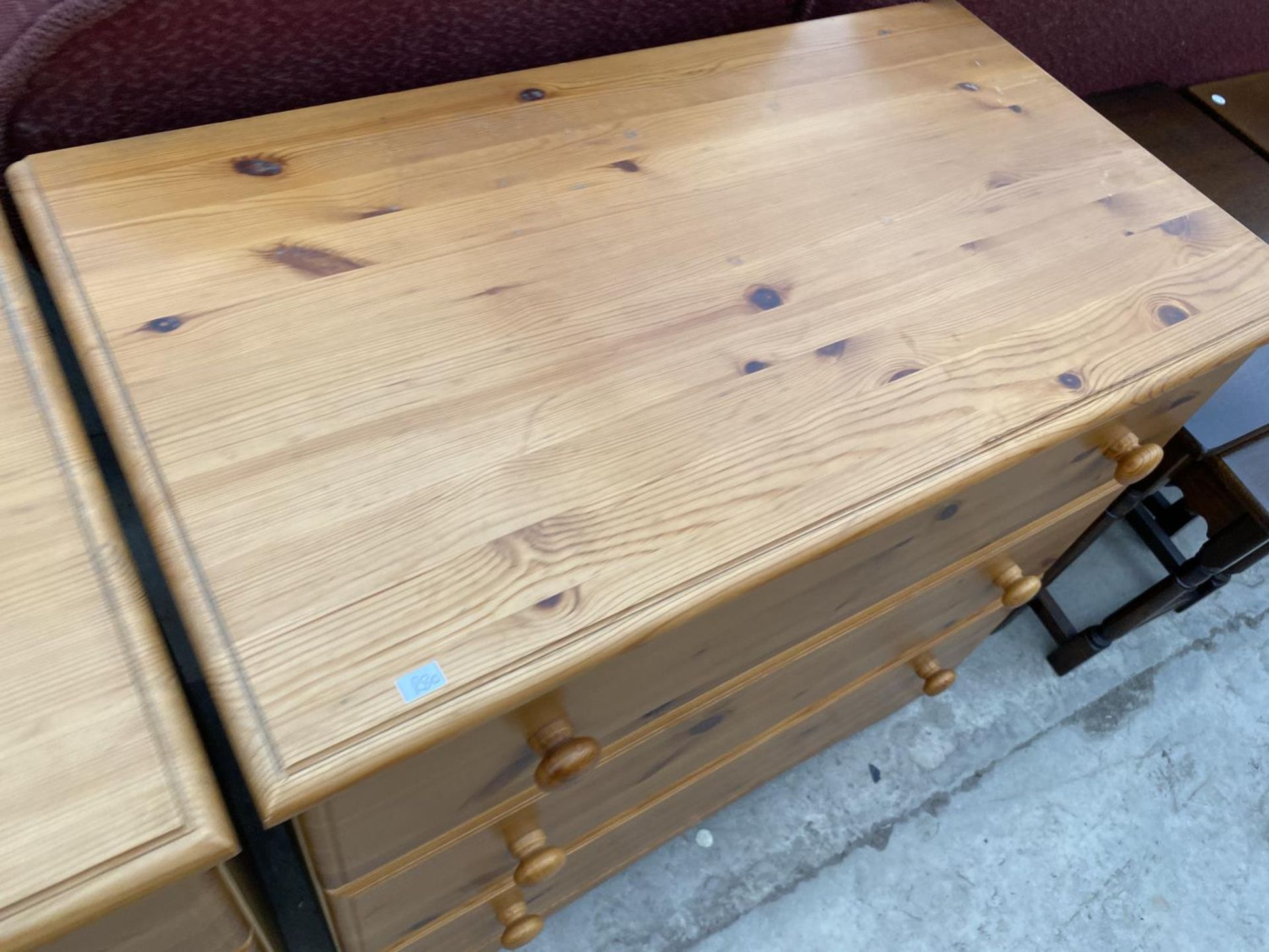 TWO PINE CHESTS OF THREE DRAWERS - Image 4 of 5