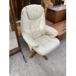 A STRESSLESS STYLE CREAM LEATHER ARMCHAIR