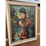 A FRAMED NUDE SPANISH LADY PRINT