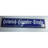 A HEINRICH HIMMLER STASE ENAMEL STREET SIGN, 20.5 CM X 90 CM