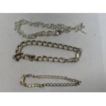 THREE SILVER CHAIN BRACELETS