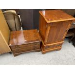 TWO SMALL YEW WOOD CABINETS