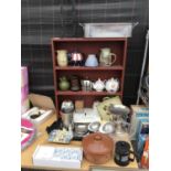 VARIOUS ITEMS TO INCLUDE TEAPOTS, JUGS, STAINLESS STEEL, WINE COOLERS, CROCK POT ETC