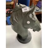 A CERAMIC MODEL OF A HORSES HEAD APPROXIMATELY 35CM HIGH