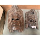 TWO WOODEN TRIBAL MASKS