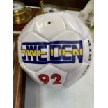 A SWEDEN 92 EUROPEAN CHAMPIONSHIP PRIMA FOOTBALL WITH COMPETING TEAM FLAGS