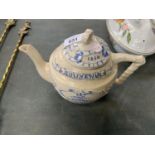 A DERBY SOUVENIR TEA POT 1850 - 1900 TO THE MEMBERS OF THE DERBY COOPERATIVE SOCIETY