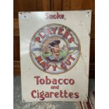 A PLAYERS NAVY CUT TOBACCO AND CIGARETTES METAL SIGN WIDTH 46CM X HEIGHT 61CM