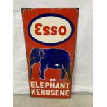 A VINTAGE ENAMEL ESSO ELEPHANT KEROSENE SIGN WIDTH 30CM X HEIGHT 61CM