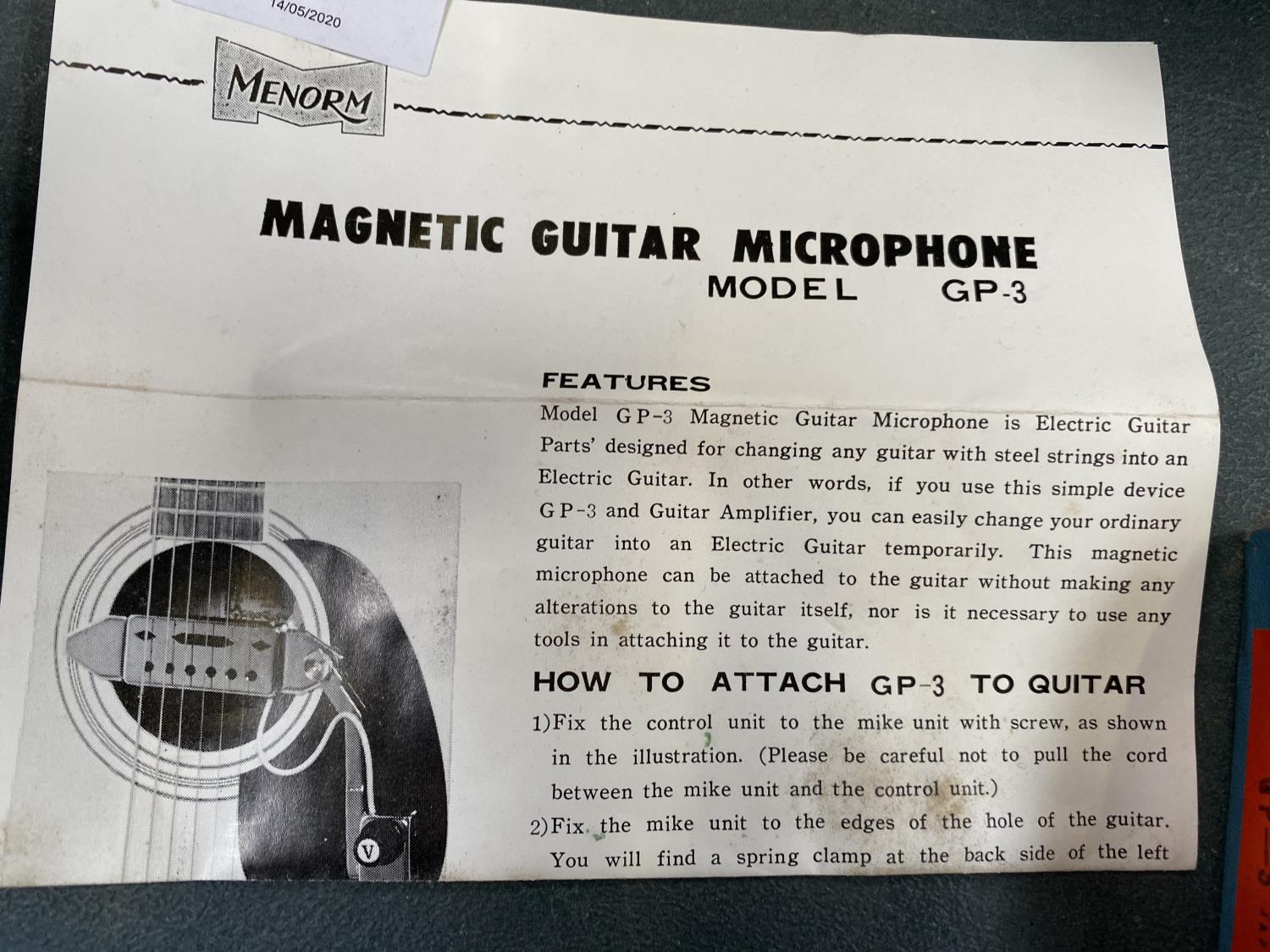 A 'MENORM' MAGNETIC GUITAR MICROPHONE - Image 2 of 3