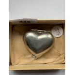 A COLLET 800 SILVER HEART SHAPED PILL BOX