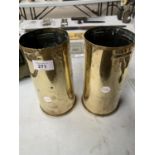 A PAIR OF BRASS TRENCH ART 1943 DATED SHELL CASES 21CM HIGH