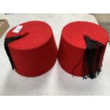 TWO 'REX' FEZ HATS