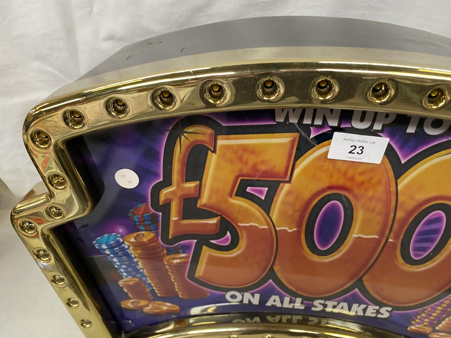 A £500 CASH FRUIT MACHINE LIGHT UP JACKPOT SIGN, WORKING ORDER - Image 3 of 3