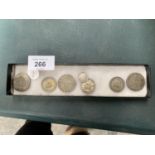 THREE PRE 1946 HALF SILVER COINS AND FURTHER COINS