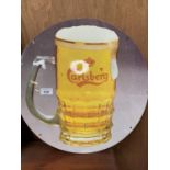 A CIRCULAR METAL CARLSBERG ADVERTISING SIGN DIAMETER 45CM