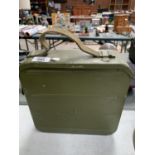 A W.W.II RUSSIAN MAXI MACHINE GUN AMMO BOX TOGETHER WITH BELT