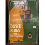 A VINTAGE ENAMEL BOSCH PLUGS ADVERTISING SIGN WIDTH 40CM X HEIGHT 60CM