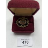 A BOXED PINCHBECK MOURNING BROOCH WITH PEARL