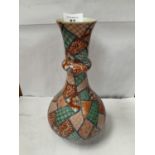 A 19TH / 20TH CENTURY CHINESE POLYCHROME ENAMEL BOTTLE VASE WITH PATCHWORK DESIGN PATTERN, SIX