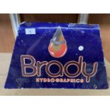 A VINTAGE BRADY HYDROGRAPHICS ENAMEL SIGN WIDTH 48CM X HEIGHT 29CM