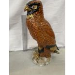 A LARGE CAPODIMONTE ITALIAN CERAMIC GOLDEN EAGLE MODEL, A/F TO BASE