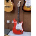 A FENDER SQUIRE STRAT RED ELECTRIC GUITAR
