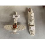 A PLANE AND HMS QUEEN ELIZABETH CRESTED WARE MODELS WITH MACCLESFIELD CREST