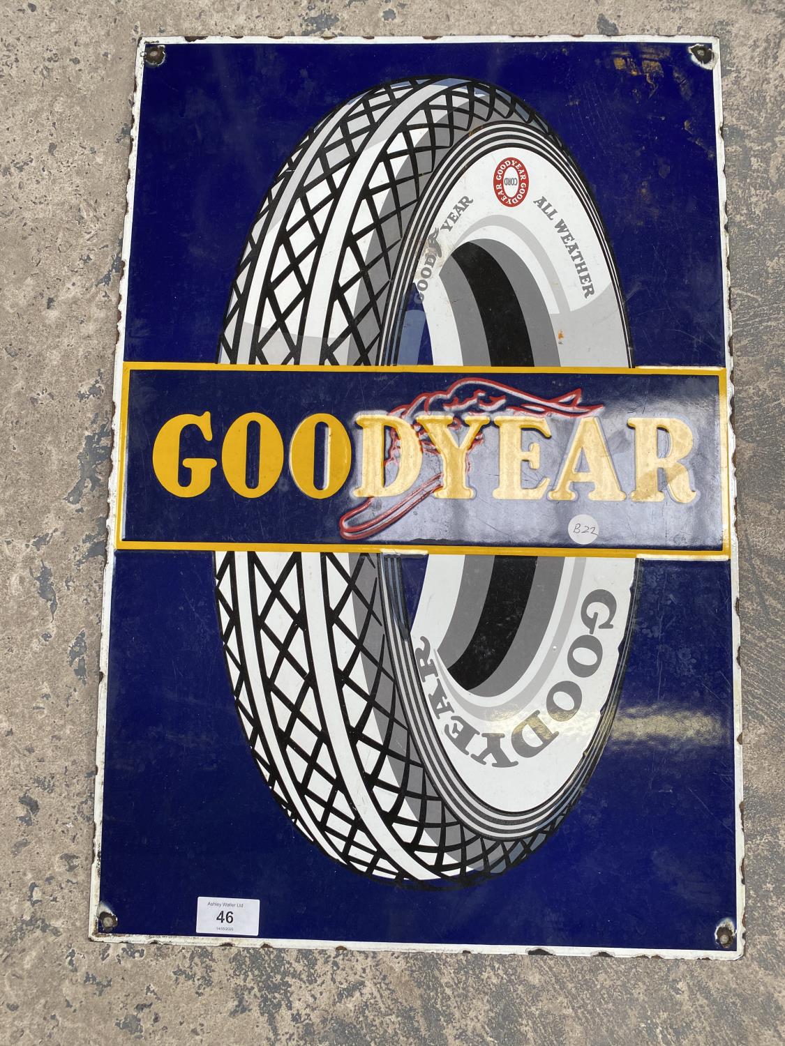 A VINTAGE 'GOODYEAR' ENAMEL SIGN