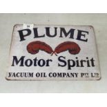 A VINTAGE STYLE 'PLUME MOTOR SPIRIT' METAL SIGN