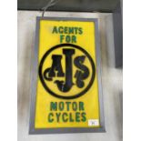 AN AGENT FOR AJS MOTORCYCLES ILLUMINATED LIGHT BOX SIGN 27CM X 46CM X 10CM