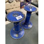 A PAIR OF VINTAGE ROYAL DOULTON CANDLESTICKS (A/F)