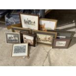 NINE VARIOUS FRAMED PICTURES TO INCLUDE LOCAL SCENES AND A MACCLESFIELD SILK 108 STEPS