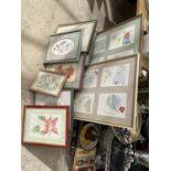 VARIOUS FRAMED PICTURES AND PAINTINGS TO INCLUDE FLOWER DESIGNS