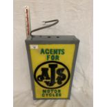 AN AGENT FOR AJS MOTORCYCLES ILLUMINATED LIGHT BOX SIGN 27CM X 46CM X 10CM