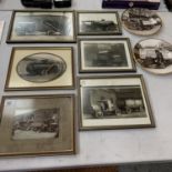 SIX VARIOUS PICTURES AND TWO PLATES OF VINTAGE WAGONS
