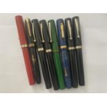 EIGHT VINTAGE FOUNTAIN PENS