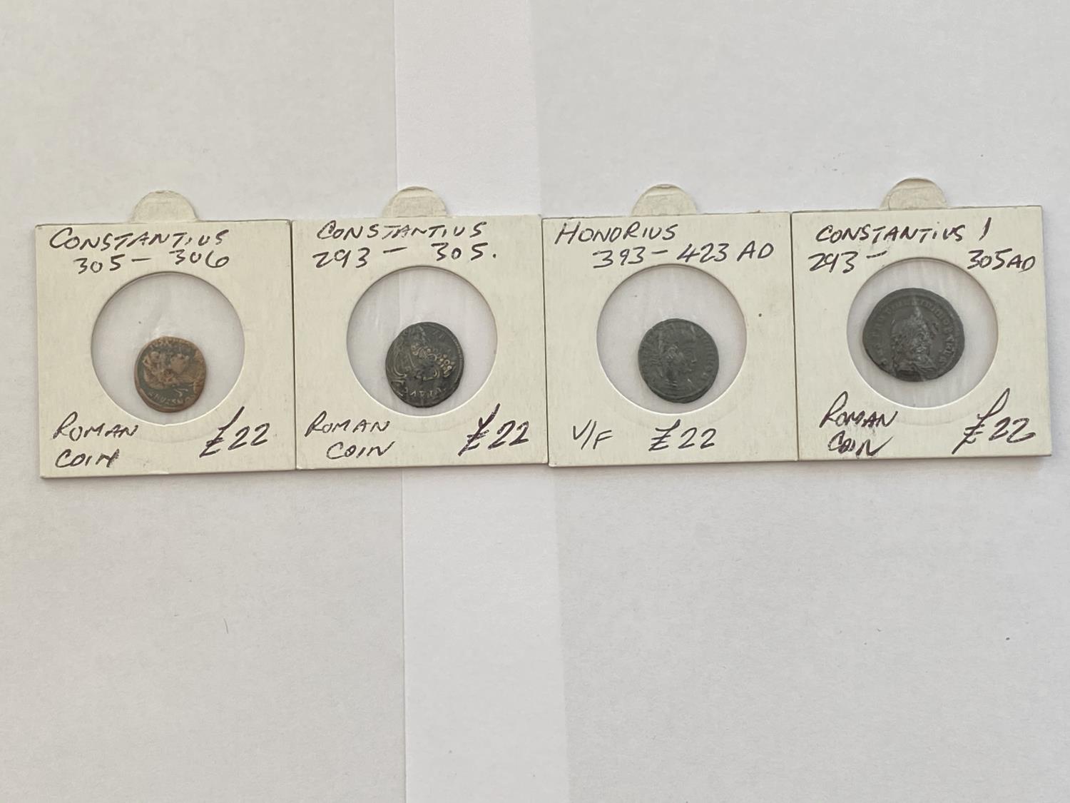 FOUR BRONZE ROMAN COINS