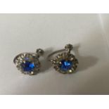 A PAIR OF SILVER AND SAPPHIRE EARRINGS