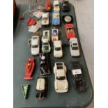 FOURTEEN VARIOUS VINTAGE DIECAST CARS, WAGONS AND PLANT VEHICLES