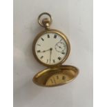 A GENTLEMAN'S WALTHAM POCKET WATCH IN AN A L D DENNISON ROLLED GOLD HUNTER CASE - WORKING AT TIME OF