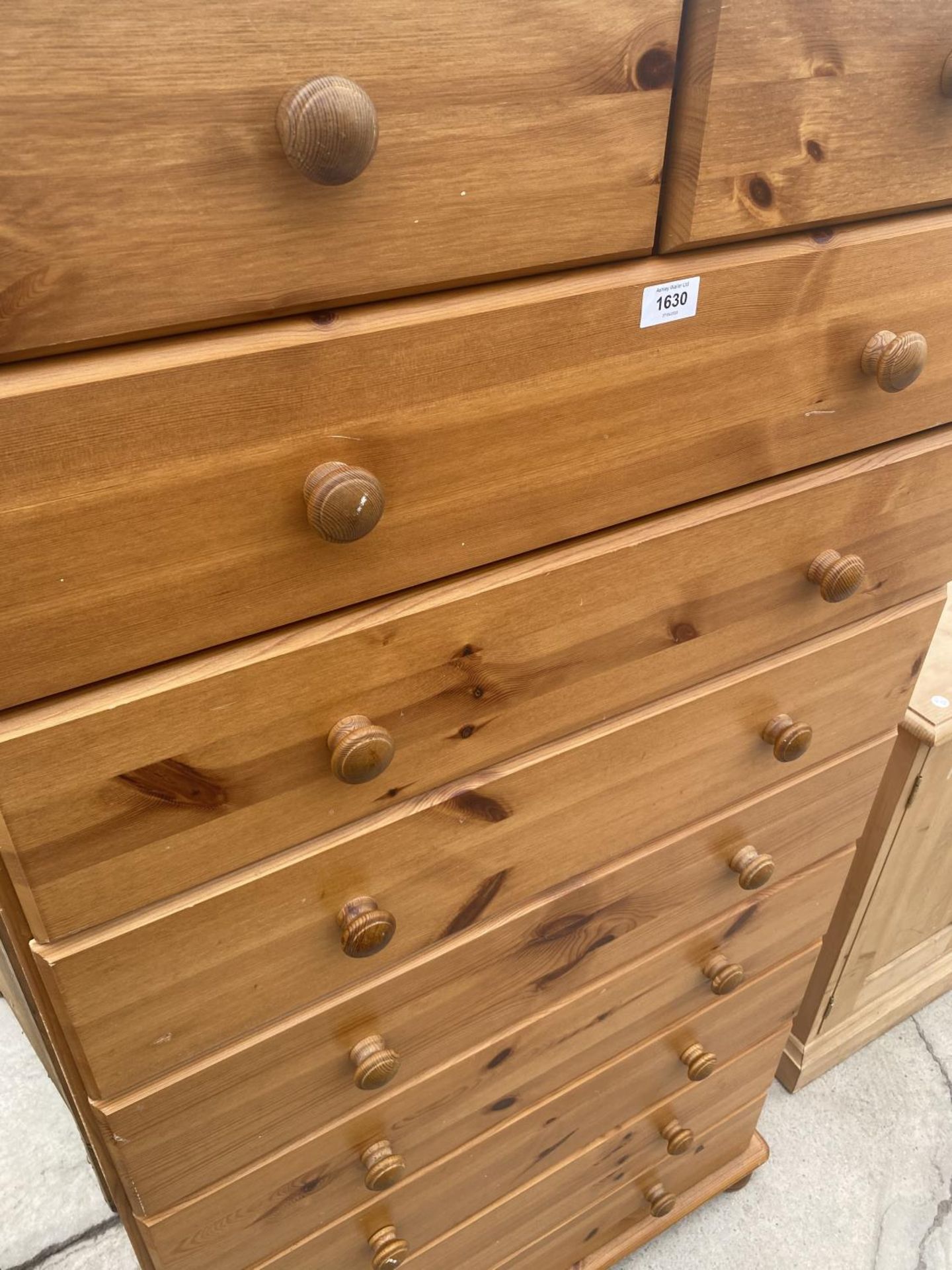 A TALL PINE CHEST OF TWO SHORT AND EIGHT LONG DRAWERS - Image 3 of 3