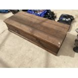 A VINTAGE PINE CHEST WITH HINGED LID