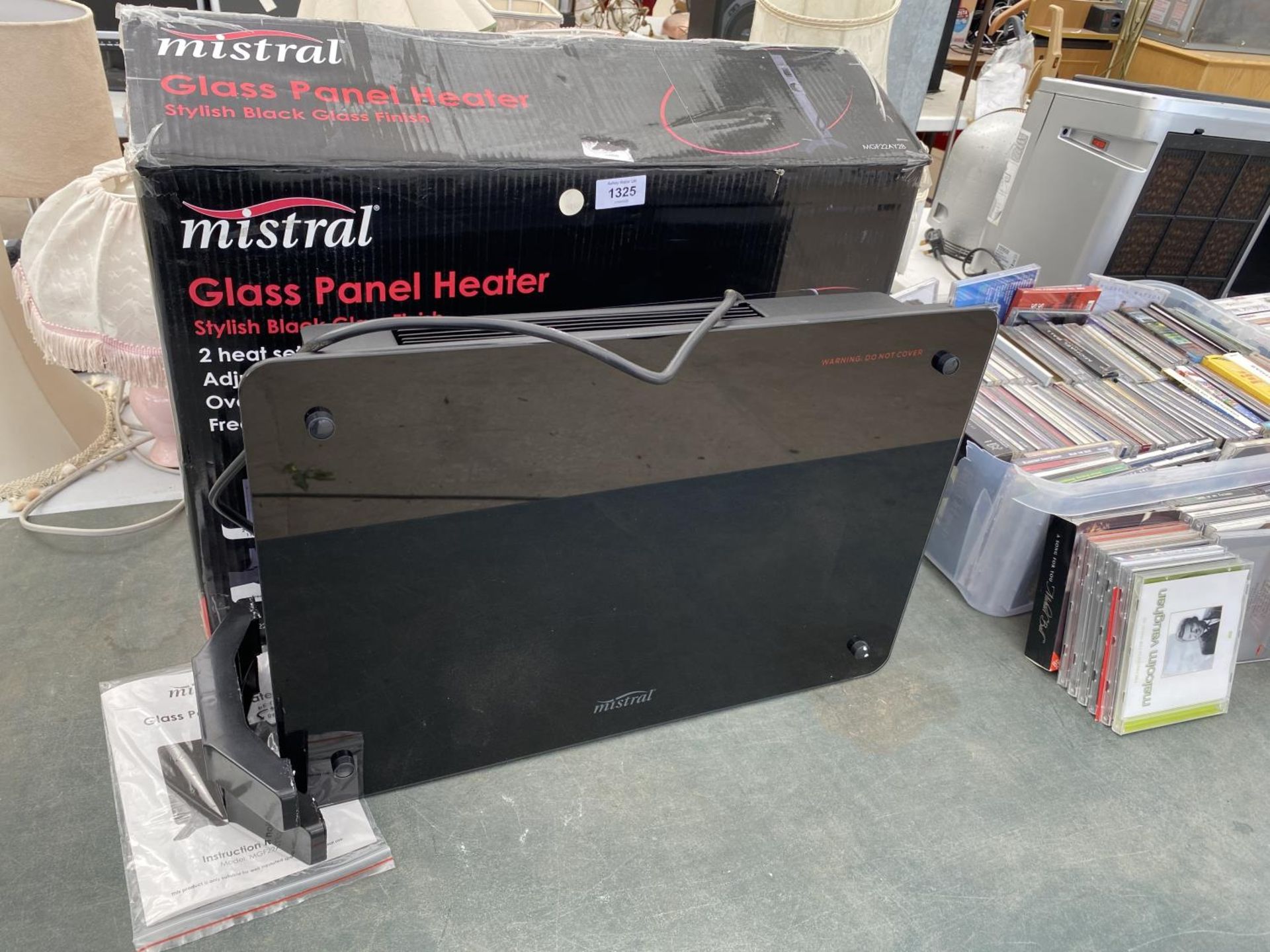 A BOXED MISTRAL GLASS PANEL HEATER - WORKING ORDER